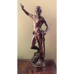 Sculpture en bronze David vainqueur d'Antonin Mercié