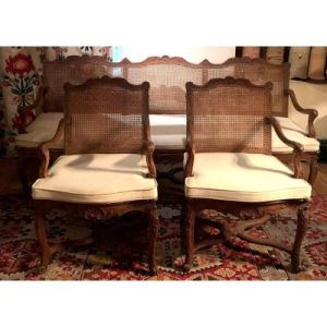 Canapé et 2 fauteuils cannés époque Régence