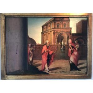 Panneau hispano-flamand scène biblique XVIème