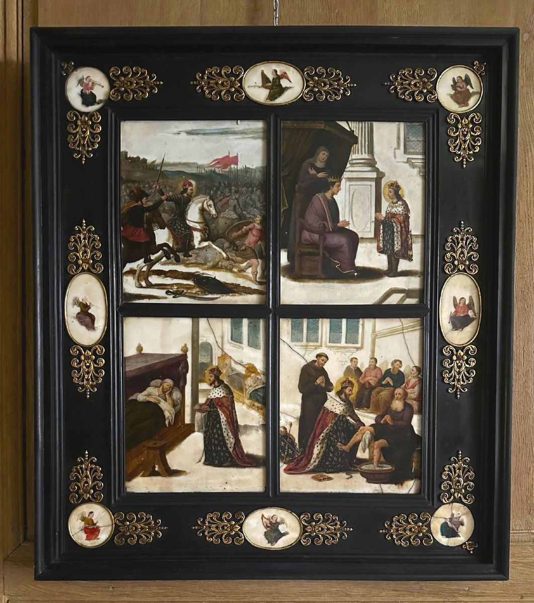 Peinture sur marbre XVIIème siècle. Peinture sur marbre XVIIème siècle.